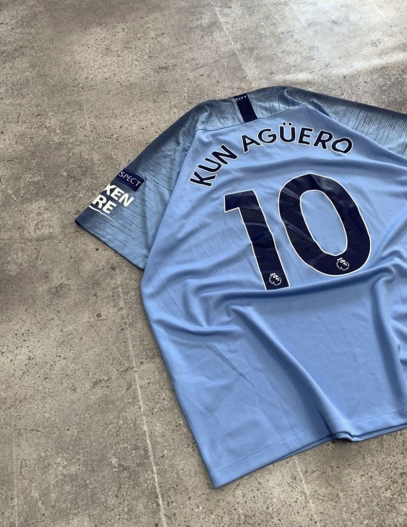 Nike × Vintage Vintage Nike Manchester City Kun Aguero 2018 Blockore Size US XL / EU 56 / 4 - 16 Thumbnail
