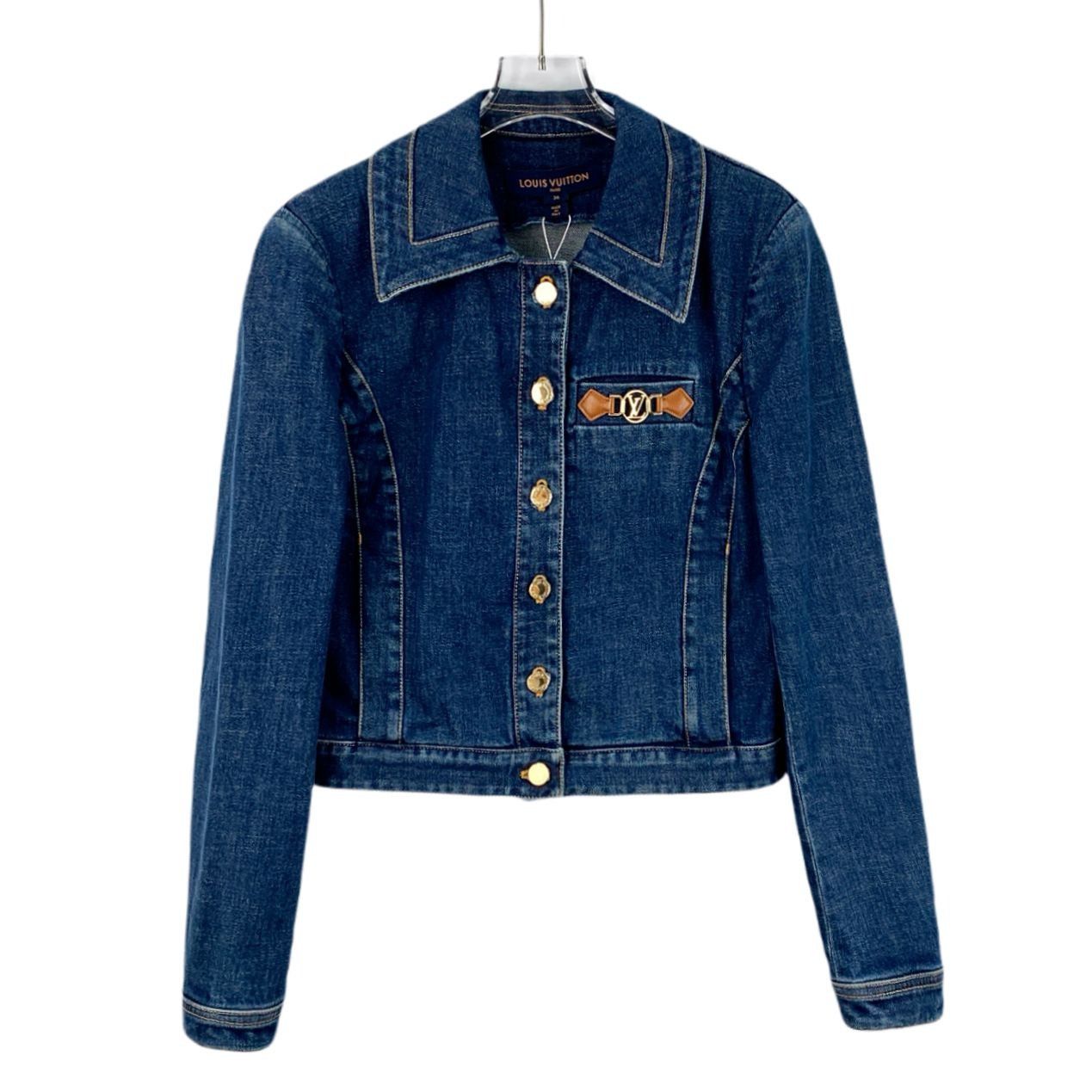 Louis Vuitton Louis Vuitton Womens Dark Blue Denim Jacket W/ Gold Button & Size XS / US 0-2 / IT 36-38 - 1 Thumbnail