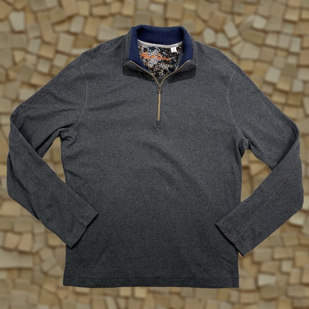 Robert Graham ROBERT GRAHAM Sweater Mens L Grey 1/4 Zip Long Sleeve Quarter Classic Fit Size US L / EU 52-54 / 3 - 1 Thumbnail