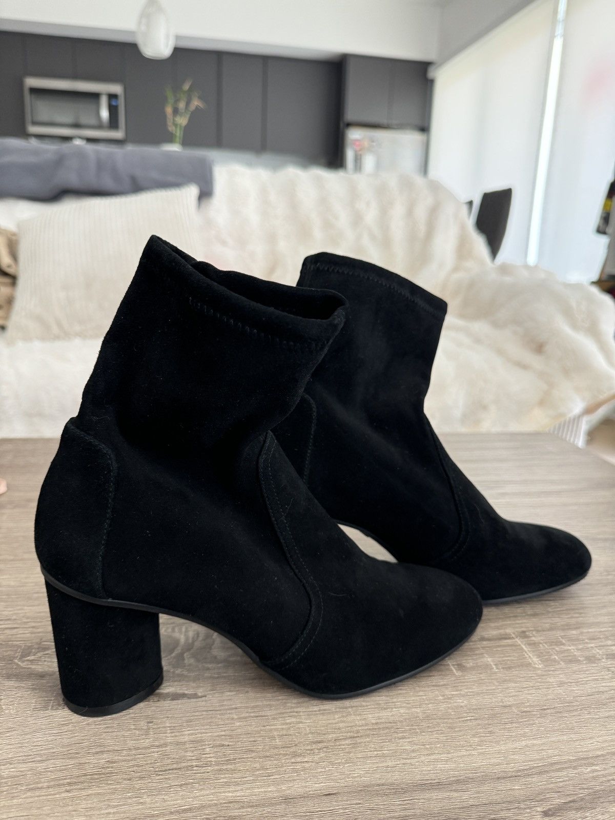 Stuart Weitzman YULIANA 60 BLACK SUEDE STRECH BOOTS Size US 8 / IT 38 - 6 Thumbnail