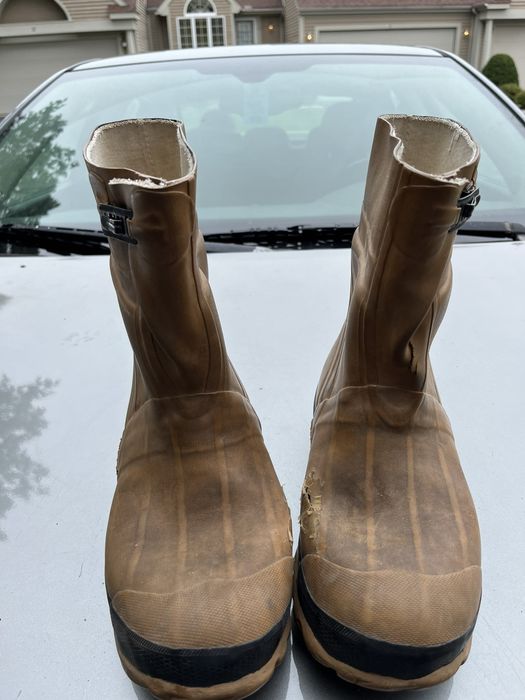 Vintage Trashed Workwear combat farm utility rubber boot