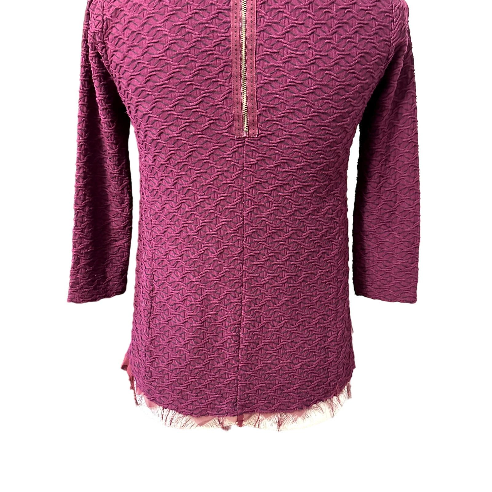 Other Anthropologie Postmark Blouse Fringe 3/4 Sleeves Burgundy XS Size XS / US 0-2 / IT 36-38 - 6 Thumbnail