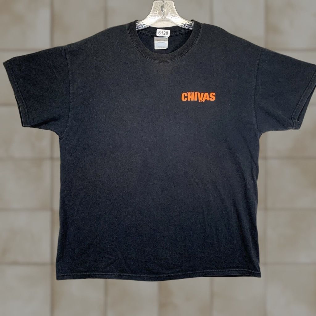 Hanes VINTAGE Hanes Chivas Regal T-Shirt XL Faded Black Graphic Print 90s y2k Mens Size US XL / EU 56 / 4 - 1 Thumbnail