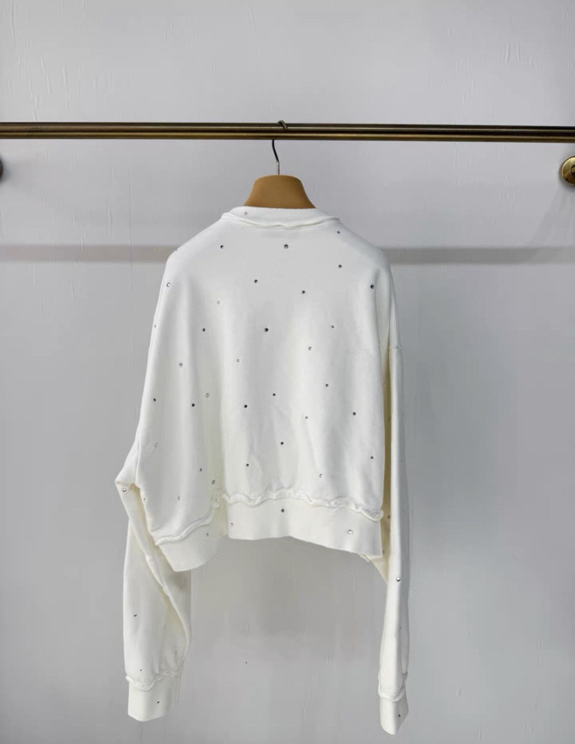 Miu Miu Miu Miu White Crystal Round Neck Sweatshirt Size S / US 4 / IT 40 - 2 Thumbnail