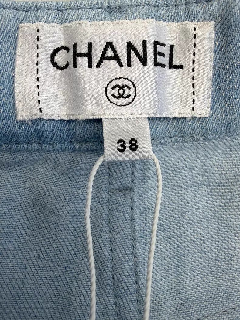 Chanel Chanel Gold-plated rhinestone buckle, thin glitter blue an Size 25" / US 0 / IT 36 - 4 Thumbnail