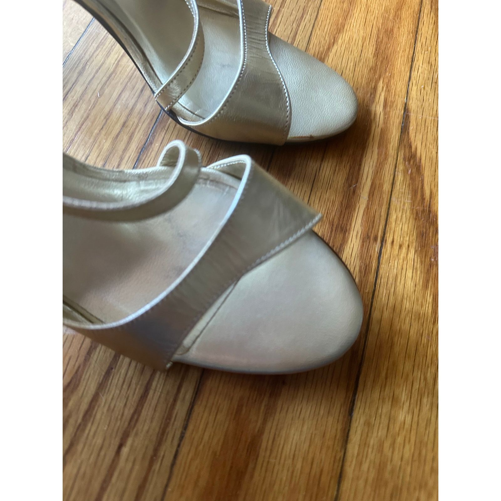Anne Klein Anne Klein Gold Slingback Heels | Low Heel Dress Shoes Size US 6 / IT 36 - 2 Thumbnail