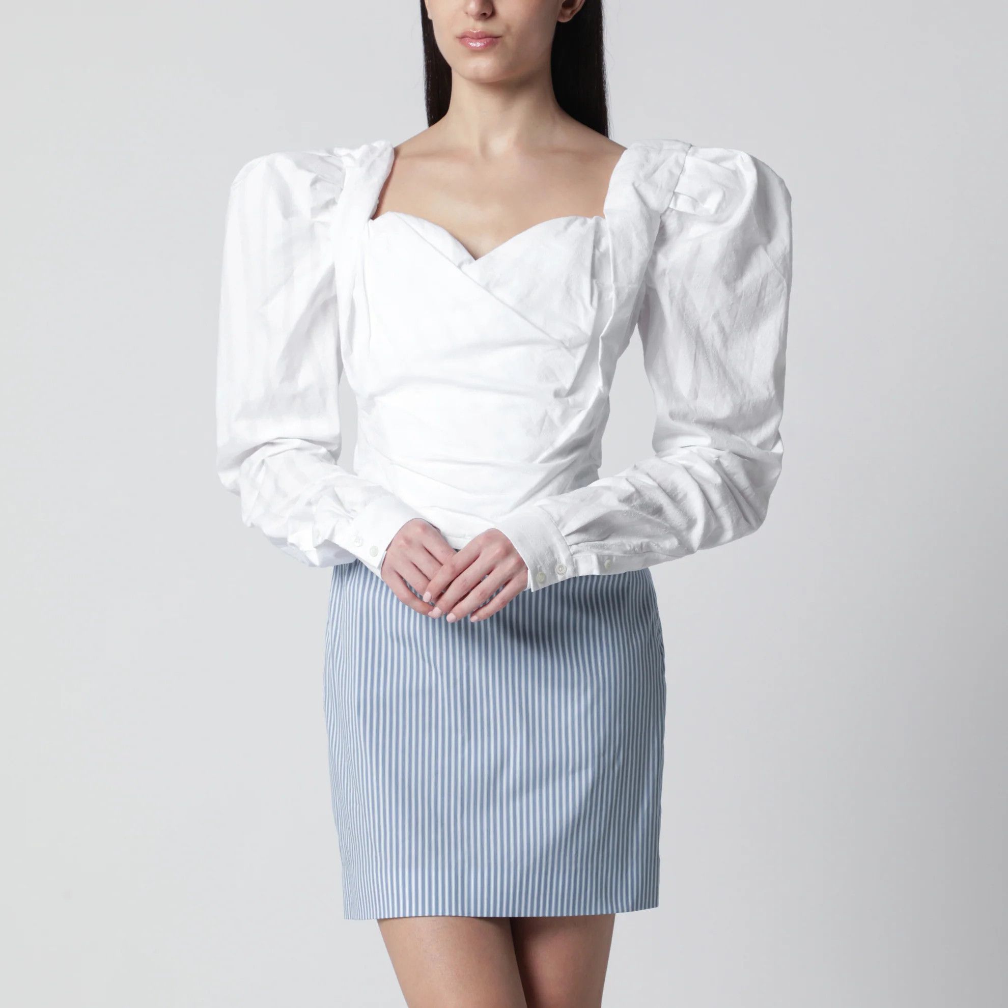 Vivienne Westwood o1d2blof0526 Sunday Corset Cotton Top in White Size S / US 4 / IT 40 - 1 Thumbnail