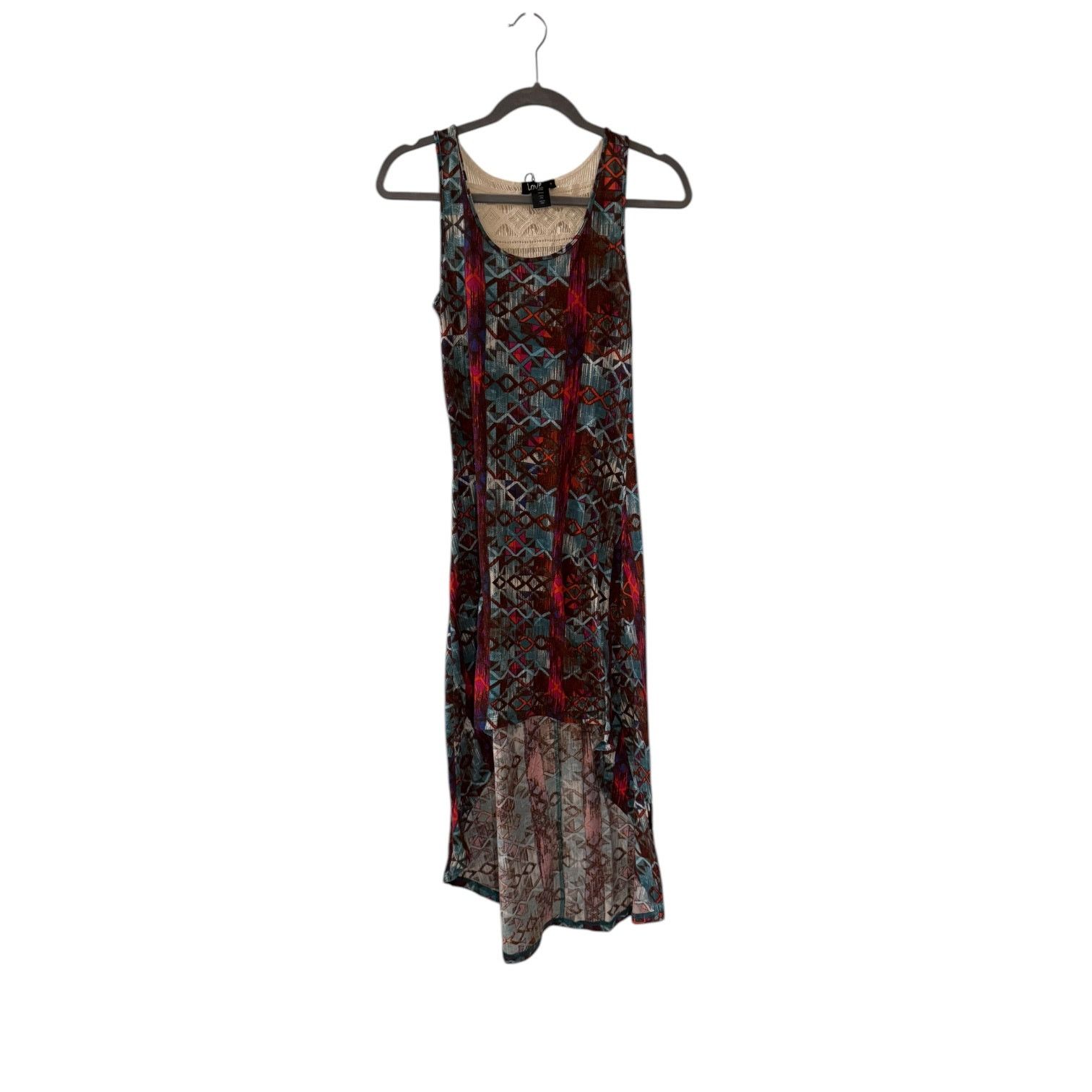 Other Love Brand Blue Red Brown Geometric Women’s Maxi Dress Small Size S / US 4 / IT 40 - 1 Thumbnail