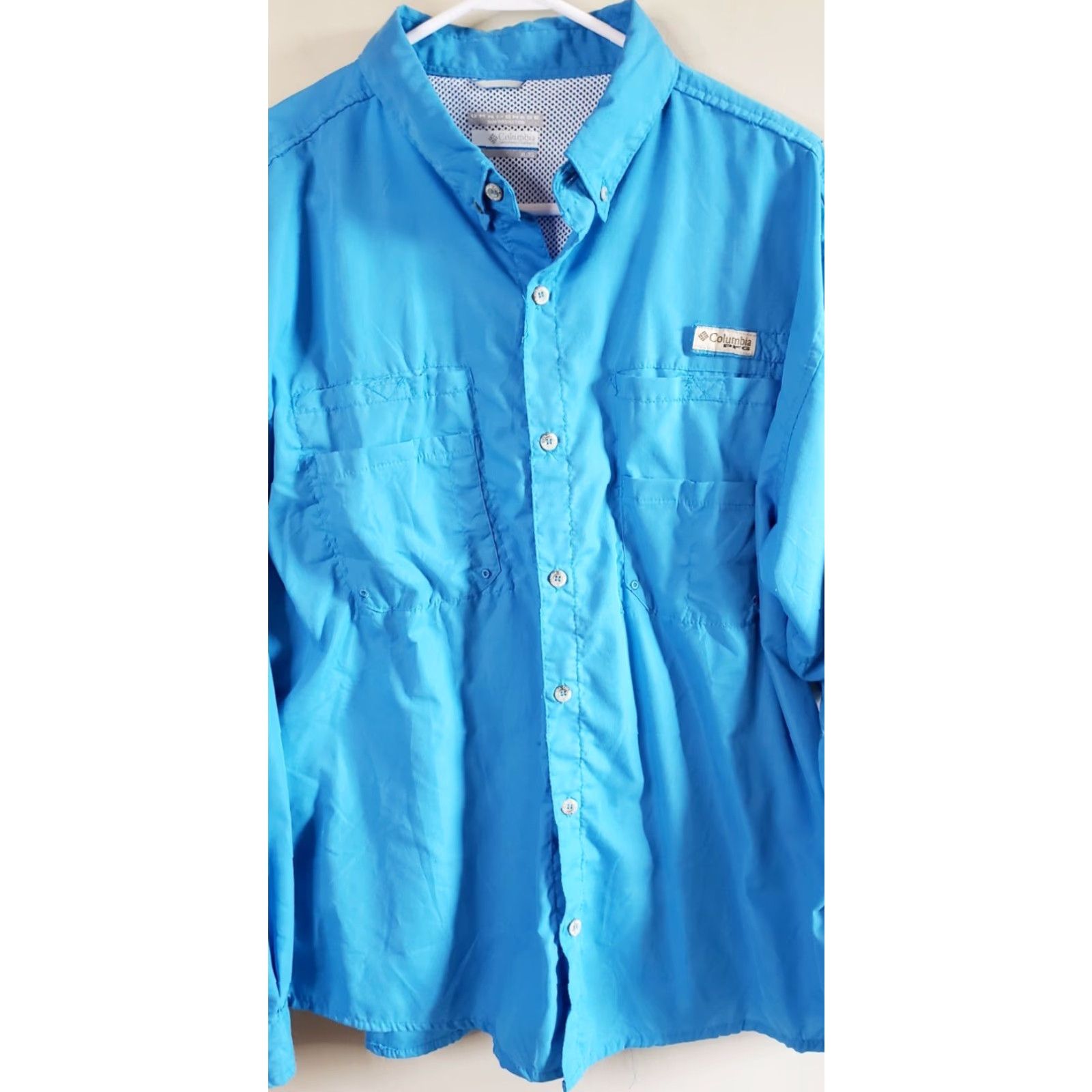 Vintage Columbia PFG Omni Shade Long Sleeve Button-Down Shirt XL Mens Blue Fish Pattern Shirt Size US XL / EU 56 / 4 - 2 Thumbnail