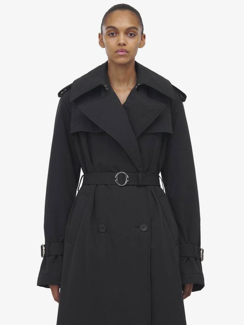 Alexander McQueen o1srvl11e0326 Double-Breasted Trench Coat in Black Size L / US 10 / IT 46 - 5 Thumbnail