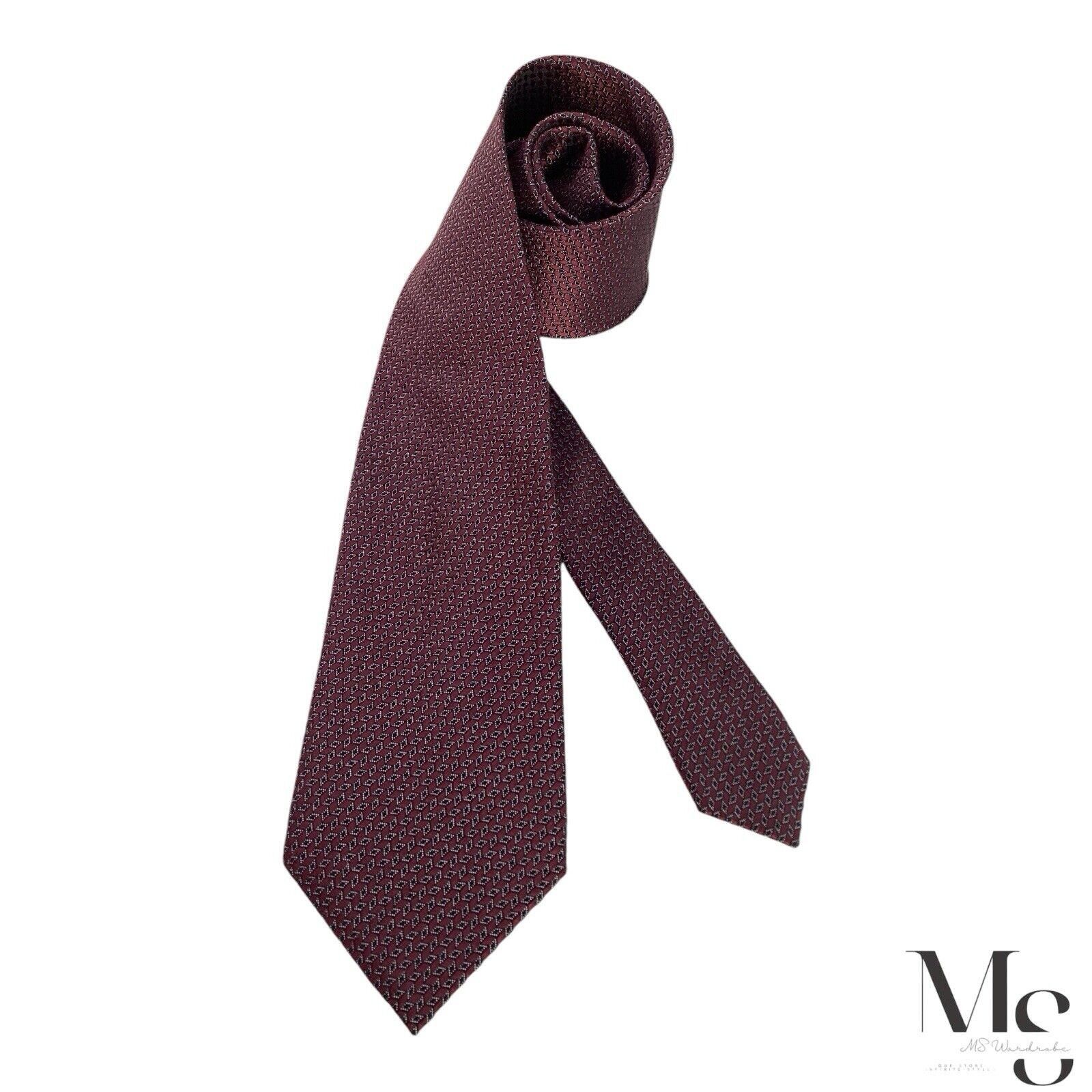 Canali CANALI 1934 Current Burgundy Geometric Silk Tie Made In Ita Size ONE SIZE - 1 Thumbnail