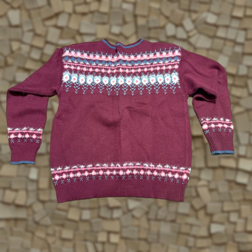 Vintage Sundance Sweater Women's Medium Red Blue White Fair Isle 1/4 Buttons Pullover Knit Long Sleeve Size M / US 6-8 / IT 42-44 - 1 Thumbnail