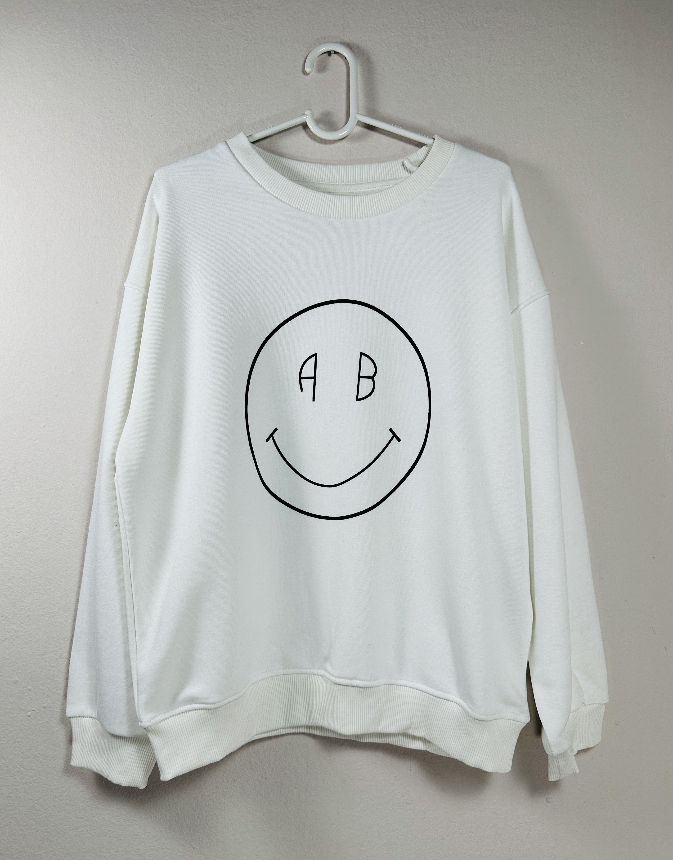 Cute Smile Logo White Sweatshirt