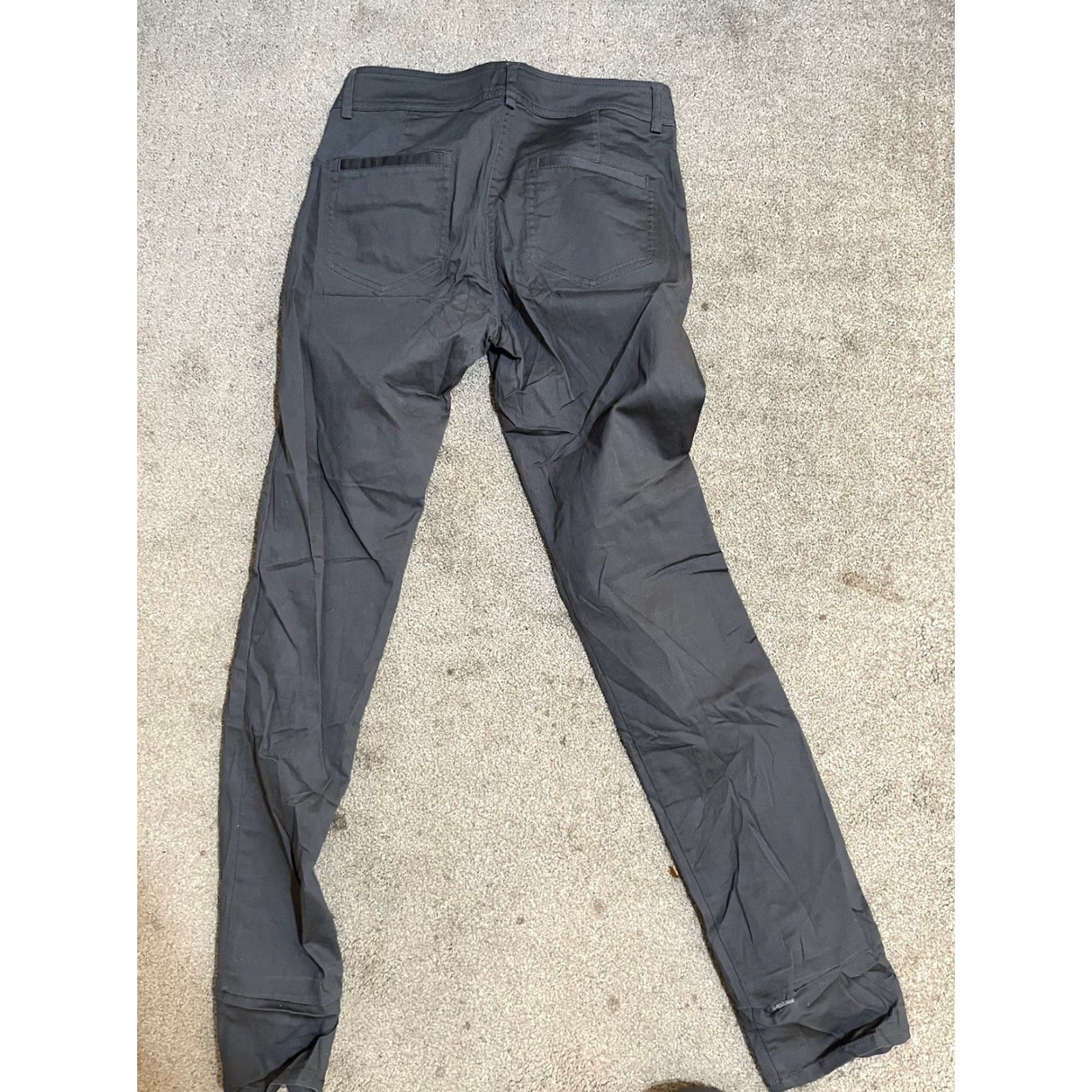 H&M H&M Pants Women 6 Gray Textured Button Waist Tapered Stretch Chino Flat Front Casual Size 28" / US 6 / IT 42 - 3 Thumbnail