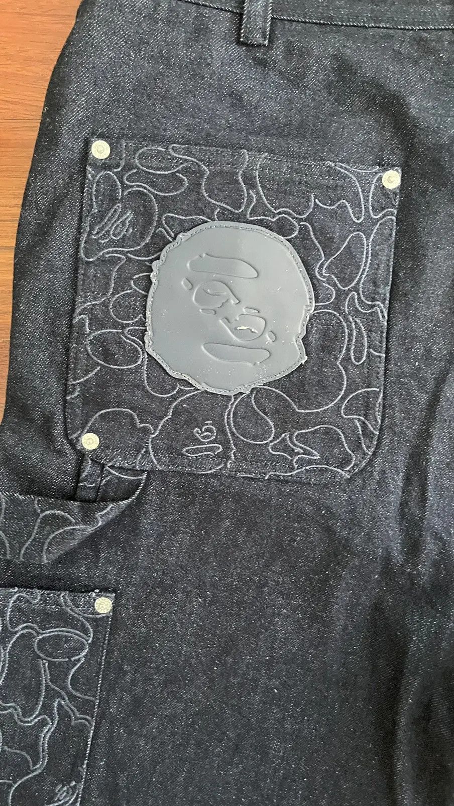 Bape Camo Patch Denim Double Knee Work Pants Size US 33 - 5 Thumbnail