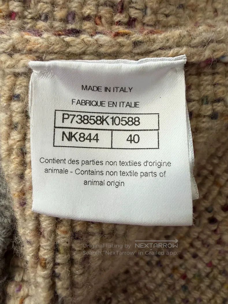Chanel Chanel Khaki-coloured floral knitted round-neck long-sleev Size S / US 4 / IT 40 - 6 Thumbnail