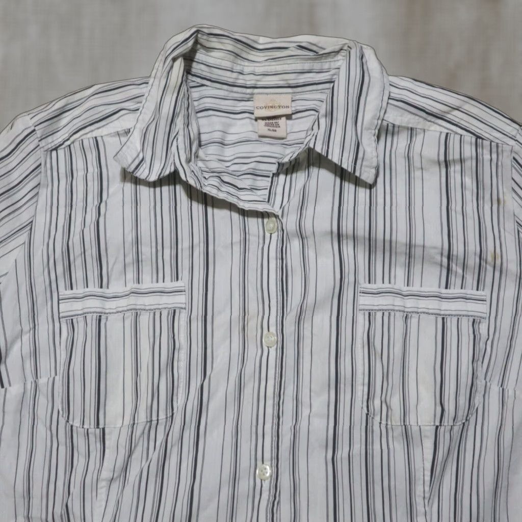 Vintage Covington Shirt White Striped Tunic Top Blouse Adult XL Size XL / US 12-14 / IT 48-50 - 1 Thumbnail