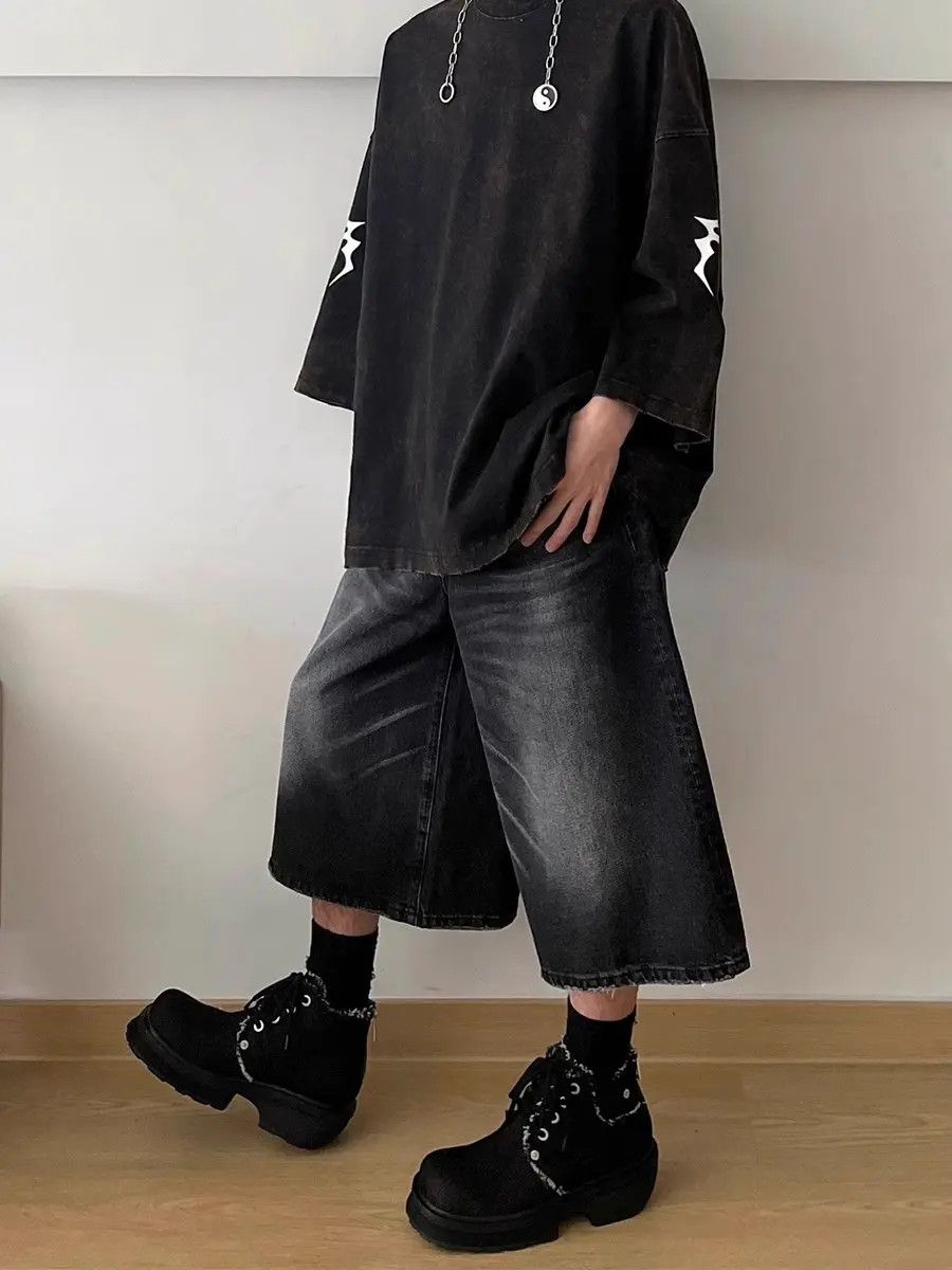 Japanese Brand × Jean Retro loose straight leg wide leg denim shorts Size US 32 / EU 48 - 3 Thumbnail