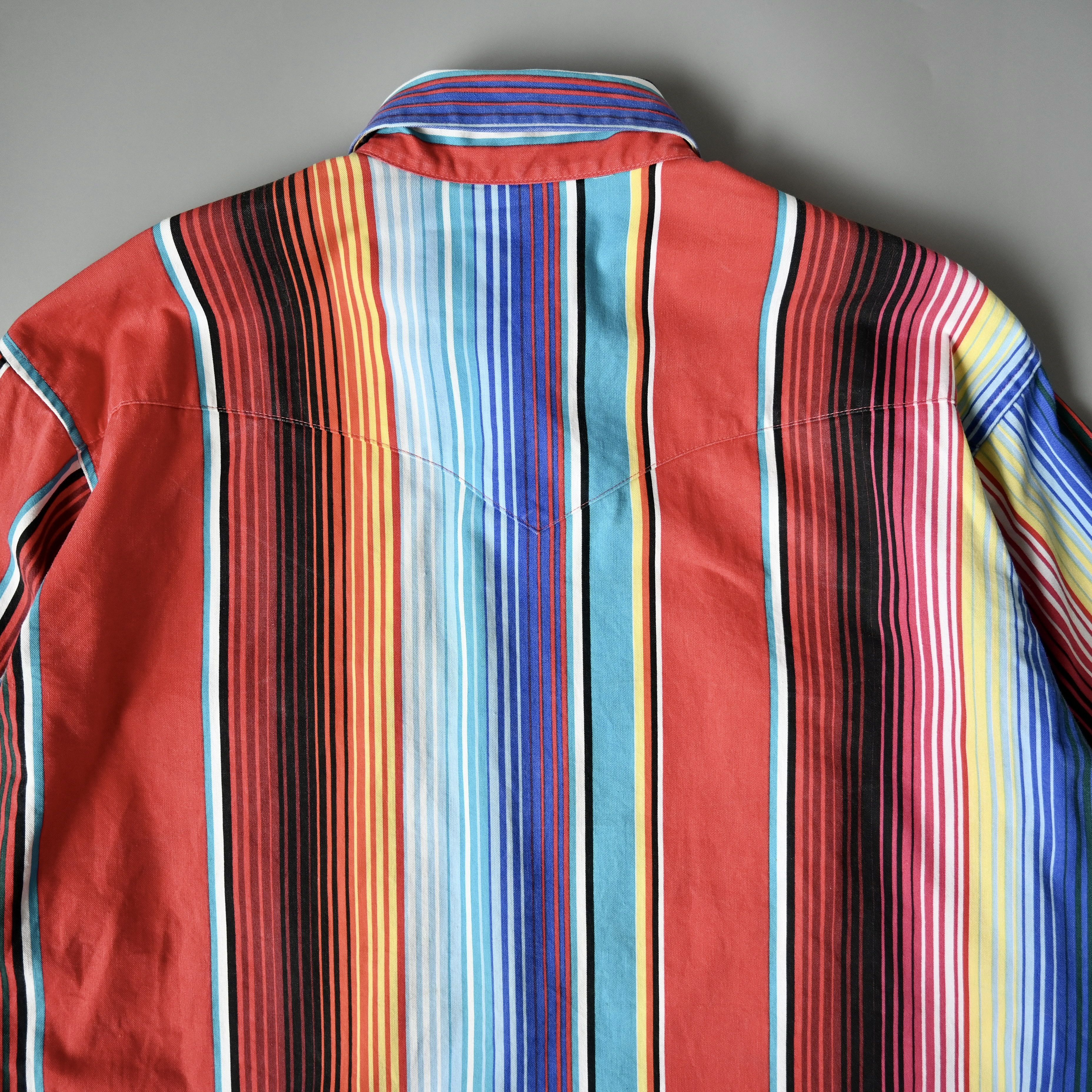 Vintage VTG Wrangler red base sunlight stripe cotton western shirt Size US XL / EU 56 / 4 - 6 Thumbnail