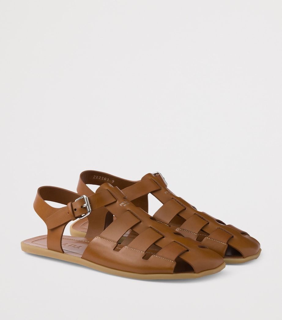 Prada o1mt1gz0526 Leather Fisherman Sandals in Brown Size US 10 / EU 43 - 2 Thumbnail