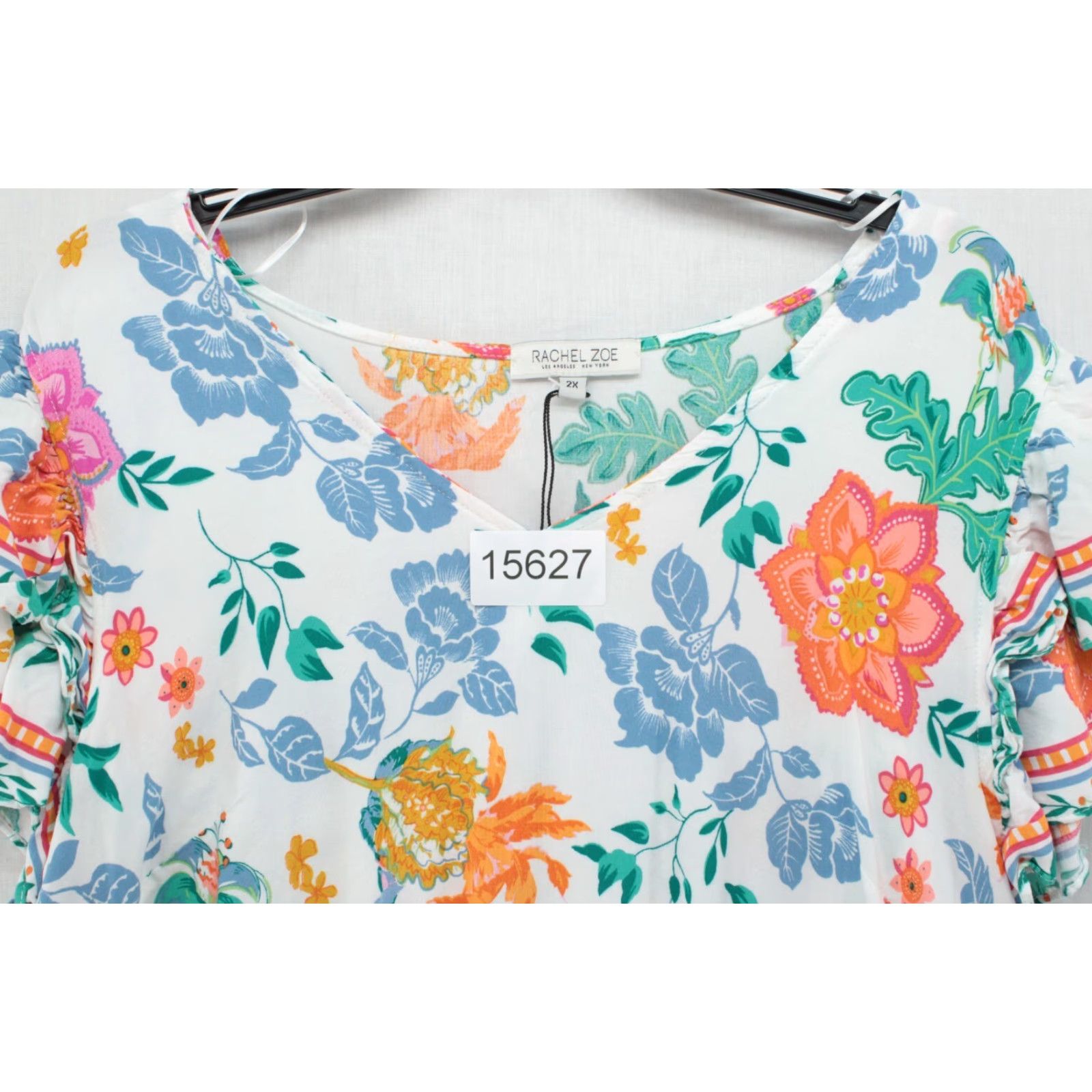 Rachel Zoe Rachel Zoe Tropical Floral Print Ruffle Sleeve Top Women's 2X Boho Beach NWOT Shirt Blouse Size XXL / US 16-18 / IT 52-54 - 8 Thumbnail
