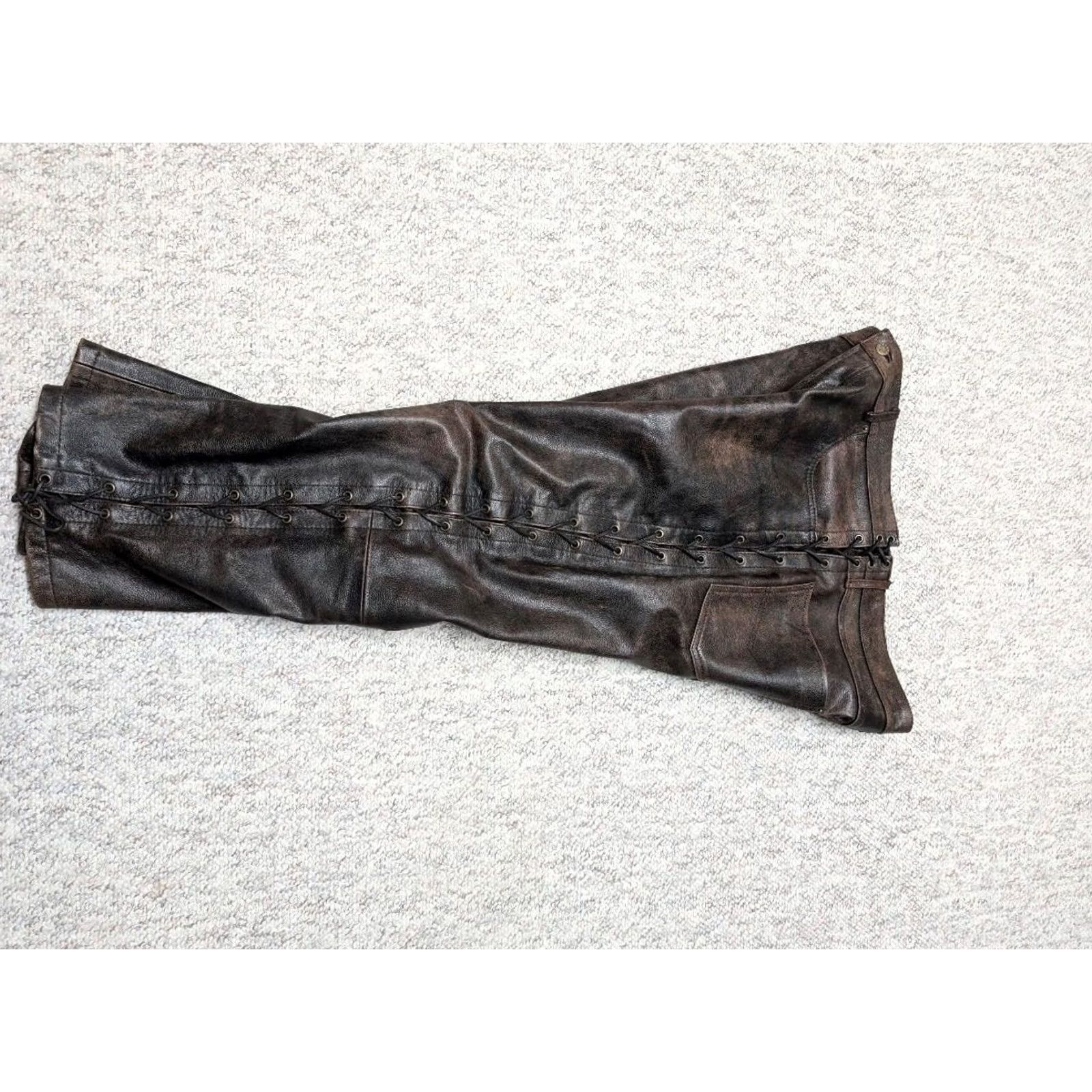 Vintage VINTAGE motorcycle pants cowhide leather 40x30 brown Western jeans Mens Size US 40 / EU 56 - 7 Thumbnail
