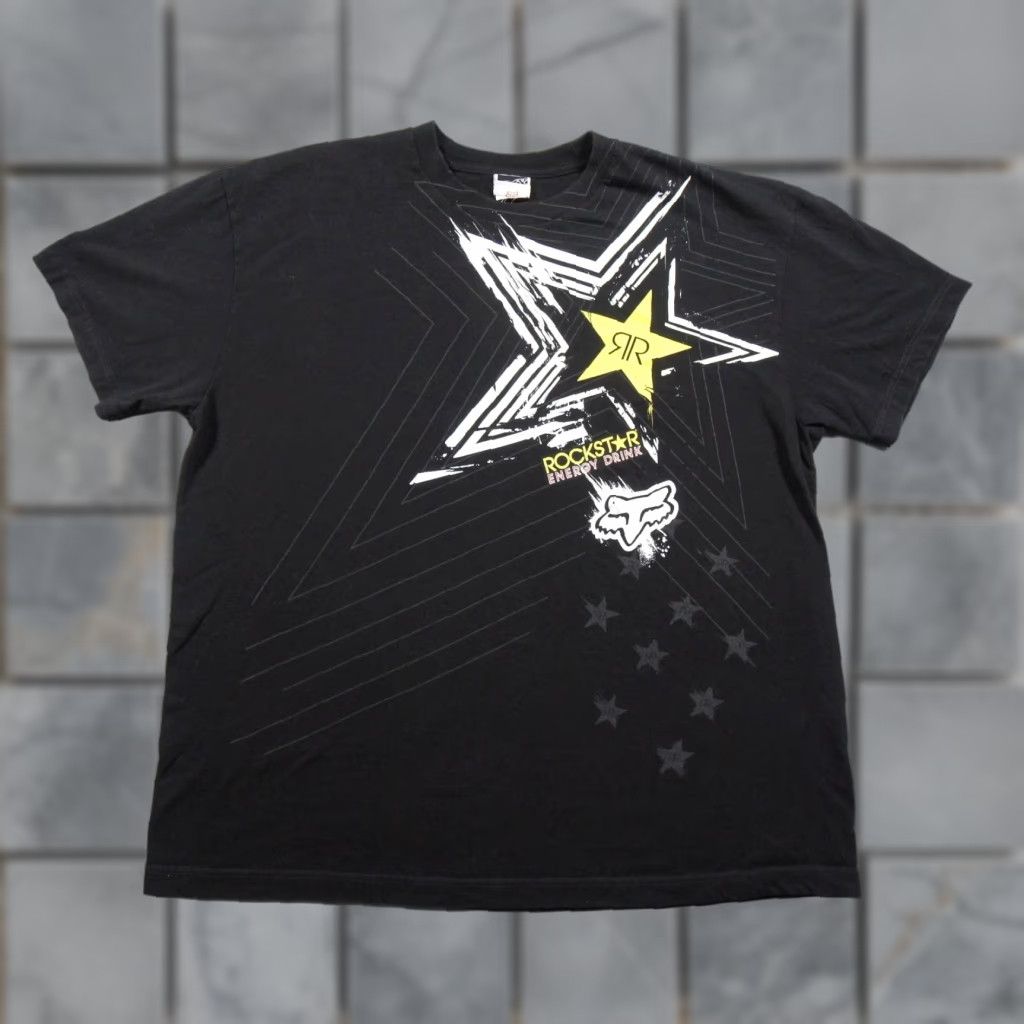 Vintage Fox Mens T-Shirt 2XL Black Rockstar Graphic Tee Motocross Grunge Y2K Adult T-Shirt Mens Size US XXL / EU 58 / 5 - 1 Thumbnail