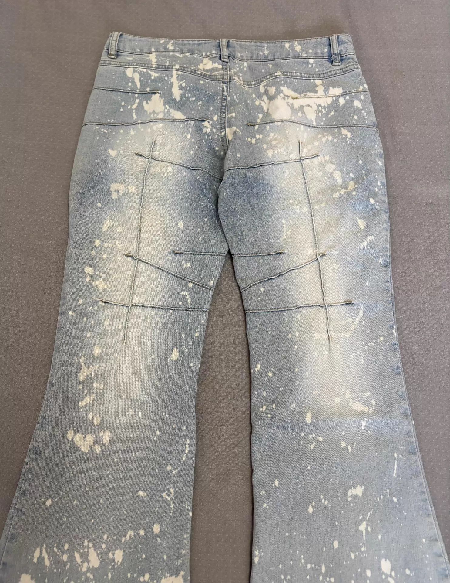 Other Vintage Japanese Denim Bellbottom Splatter Raw Hem Size 27" / US 4 / IT 40 - 6 Thumbnail