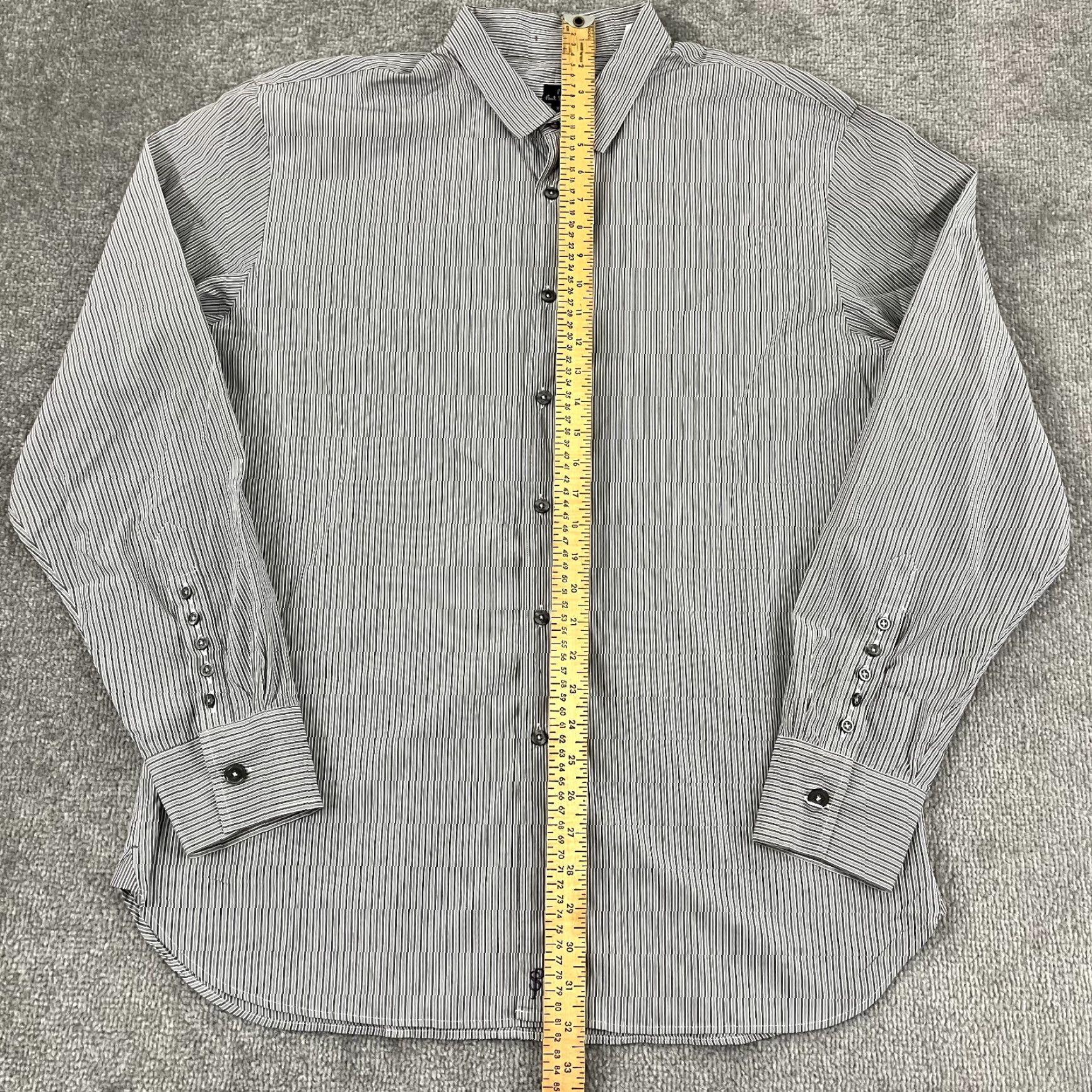 Paul Smith Paul Smith Shirt Mens XL Gray Pinstriped Button Up Long Sleeve Lots of Buttons Size US XL / EU 56 / 4 - 5 Thumbnail