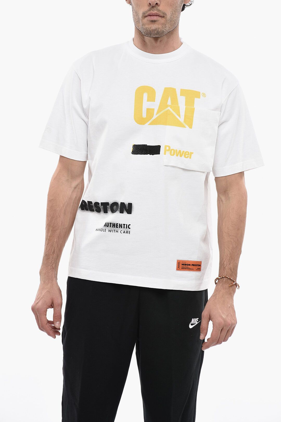 image of Heron Preston Og1Mm0424 Cat Cotton Power T-Shirt In White, Men's (Size Medium)