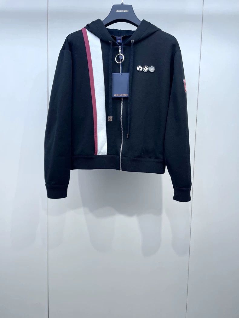 Louis Vuitton Louis Vuitton Black Three Flower Badge Zip Hooded Jacket Size US XS / EU 42 / 0 - 1 Thumbnail