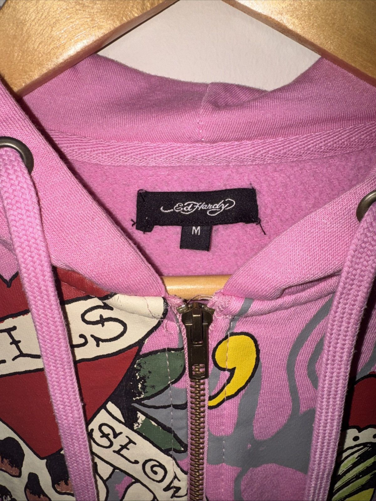 Ed Hardy Pink Ed Hardy Crop Zip Sweater w Hoodie Size M / US 6-8 / IT 42-44 - 2 Thumbnail