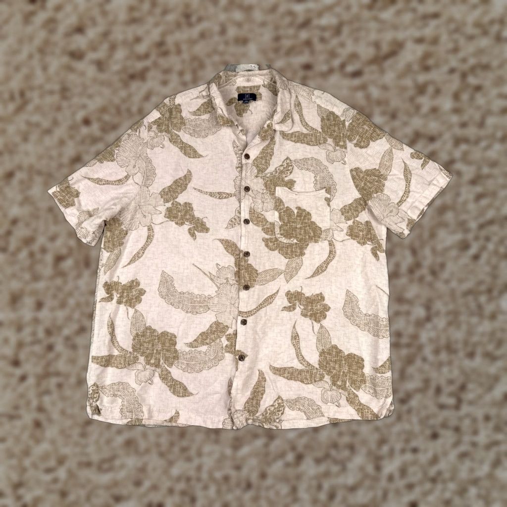 George VINTAGE George Men’s Hawaiian Shirt 2XL Short Sleeve Breathable Rayon Floral Palm Leaf Beige Size US XXL / EU 58 / 5 - 1 Thumbnail