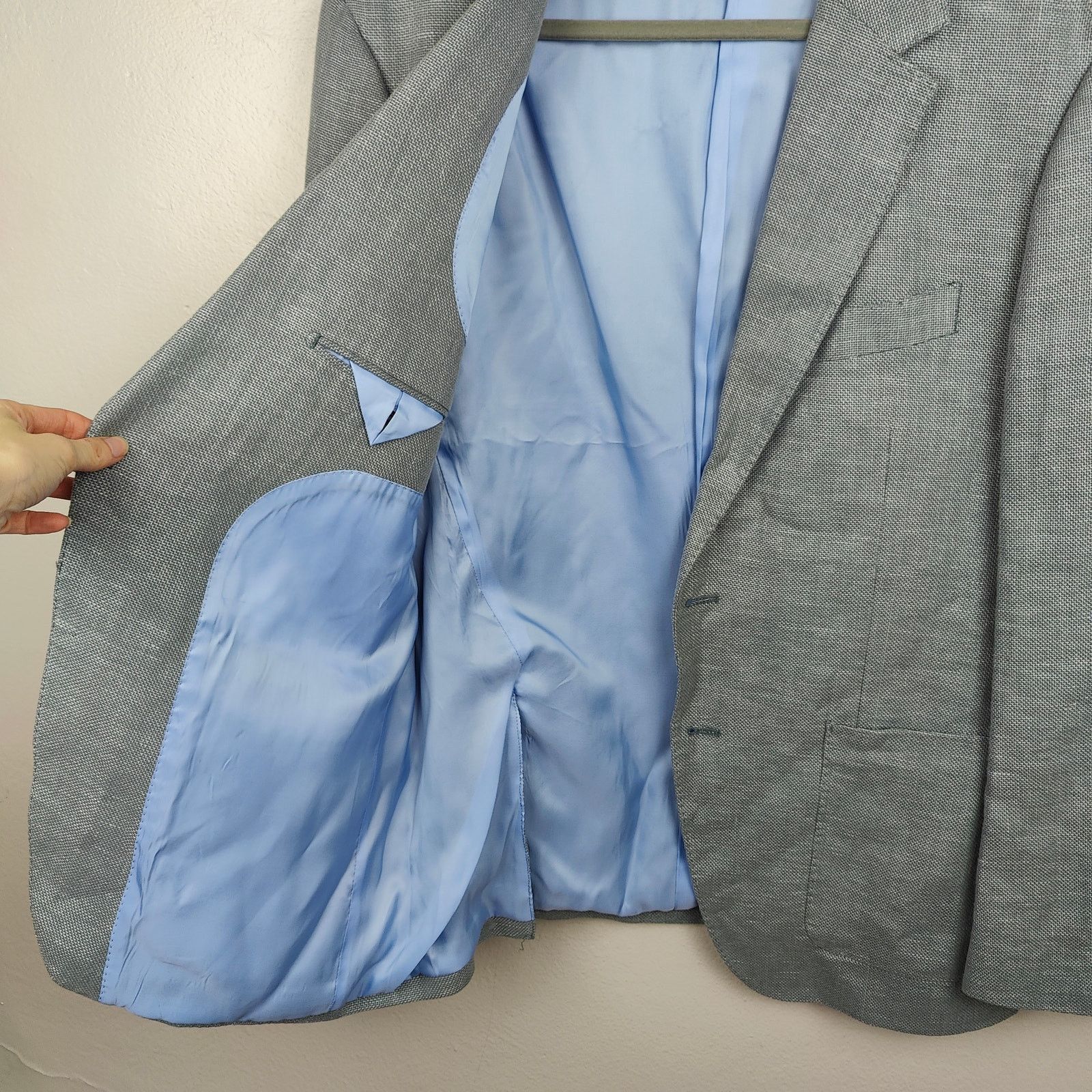 Rodd & Gunn Rodd & Gunn Linen Cotton Blazer Mens XL Gray Woven Casual Size 46R - 5 Thumbnail