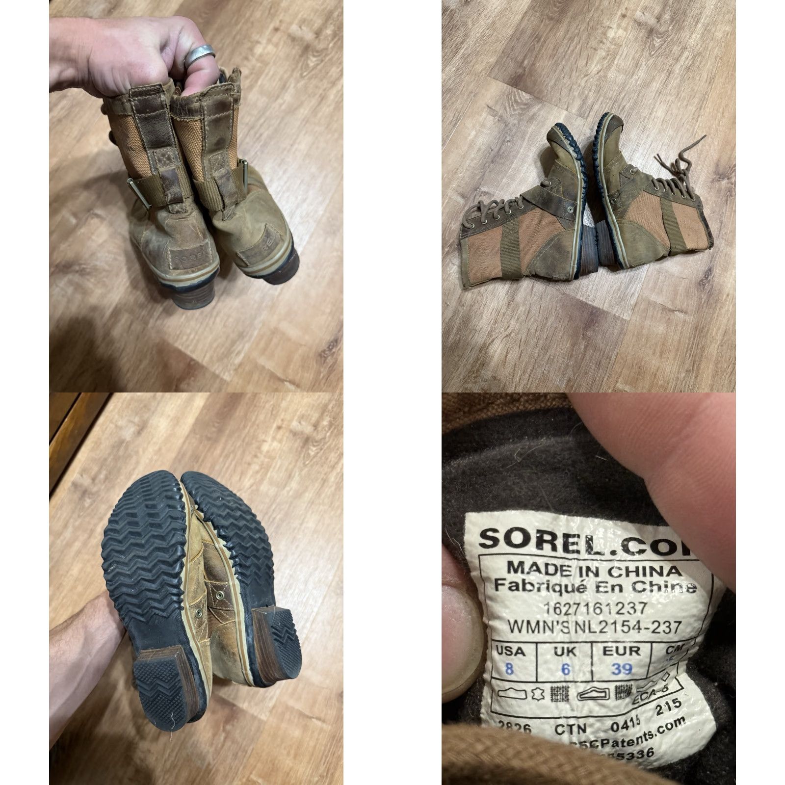 SOREL Sorel Slimboot Lace Boot Waterproof Leather Rubber Sole Women Sz 8 Combat Mid-Calf Buckle Lace Brown Leather Size US 6 / IT 36 - 8 Thumbnail