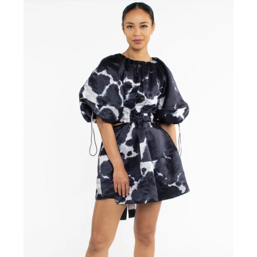 Aje AJE Oxidised Puff-sleeved Cutout Mini Dress navy size US 2 Size XS / US 0-2 / IT 36-38 - 14 Thumbnail