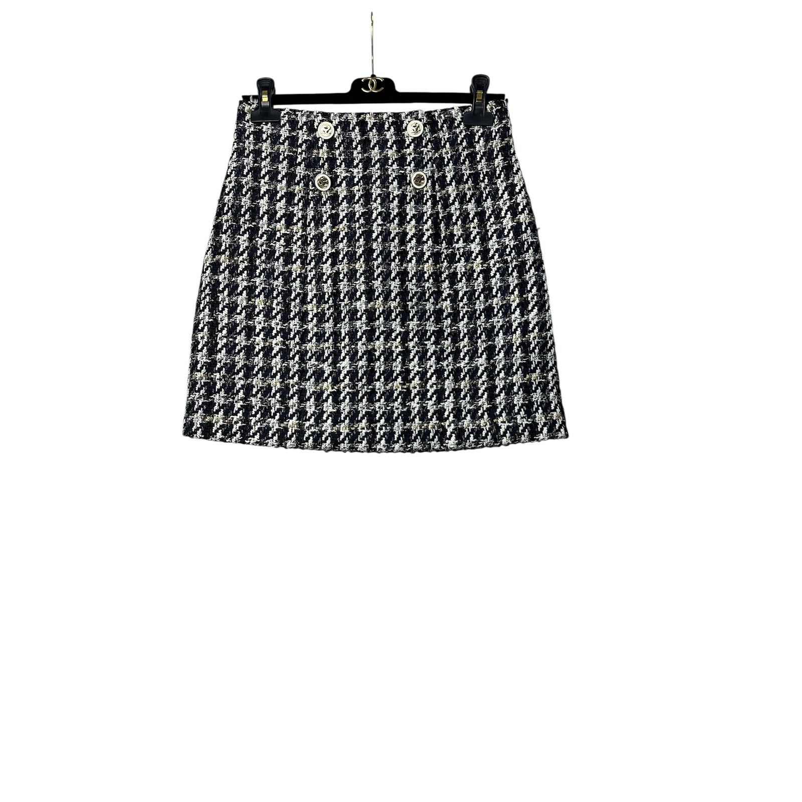 Sandro Sandro Houndstooth Decorative Buttons Skirt Sz.1 Size 27" / US 4 / IT 40 - 3 Thumbnail