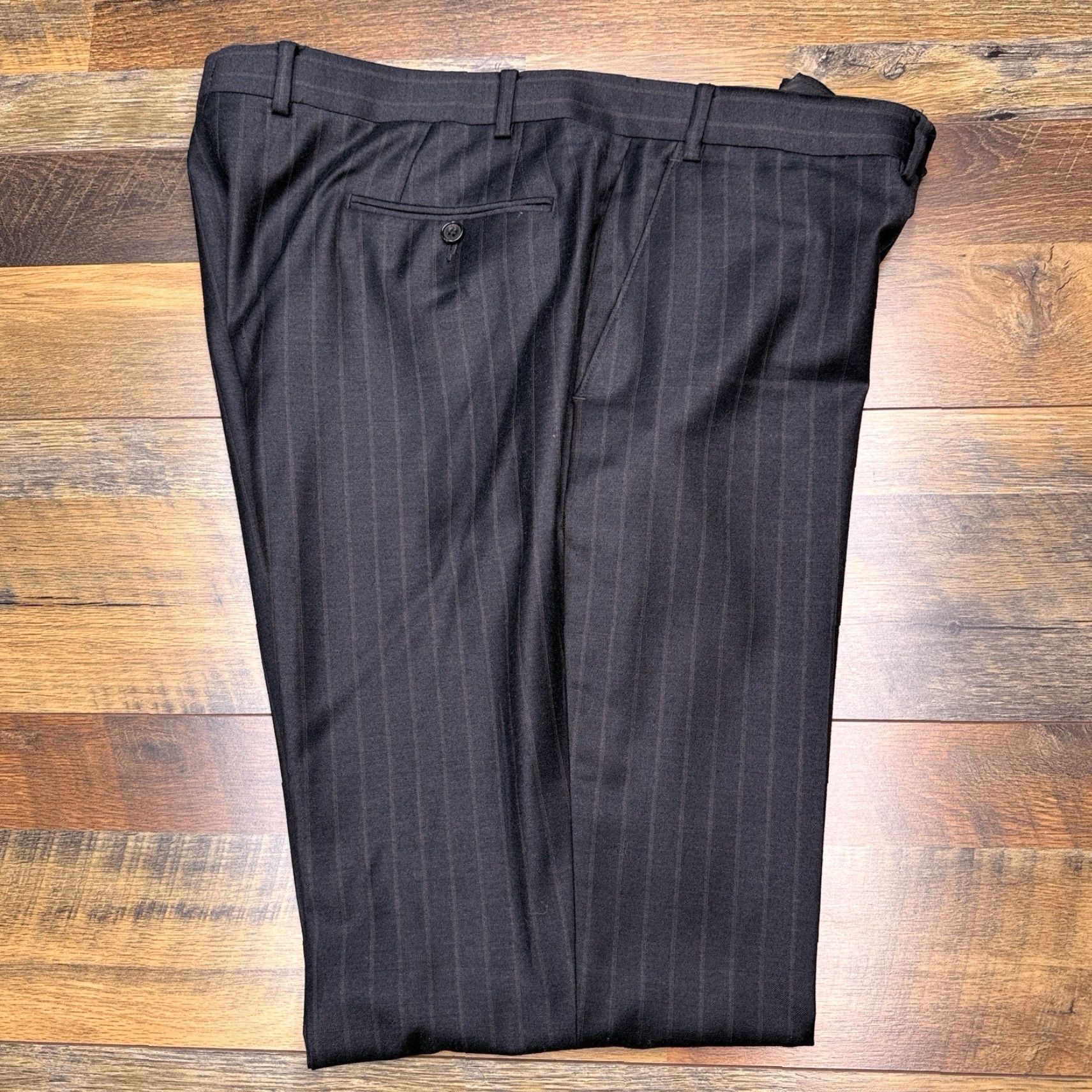 Ralph Lauren Lauren Ralph Lauren Dress Pants Mens 40x34 Gray Burgundy Stripe Mid Rise Wool Rayon Formal Business Straight Front Zip Pockets Logo Vintage No Size US 40 / EU 56 - 6 Thumbnail