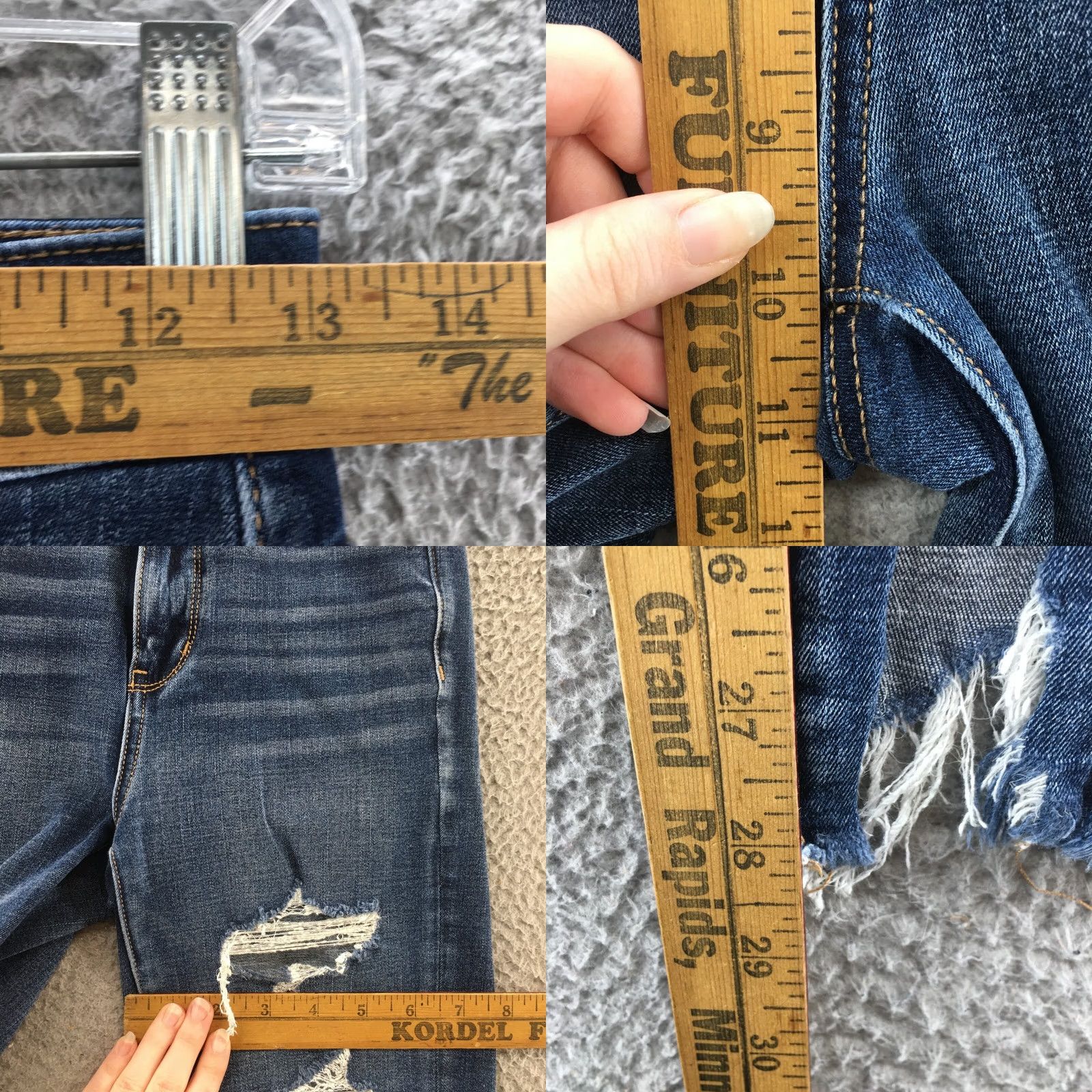 American Eagle Outfitters American Eagle Jegging Jeans Womens 2R Blue Denim Distressed Zip Trousers Pants Mid Rise 28 Inseam Girls Mens Womens Size 26" / US 2 / IT 38 - 8 Thumbnail