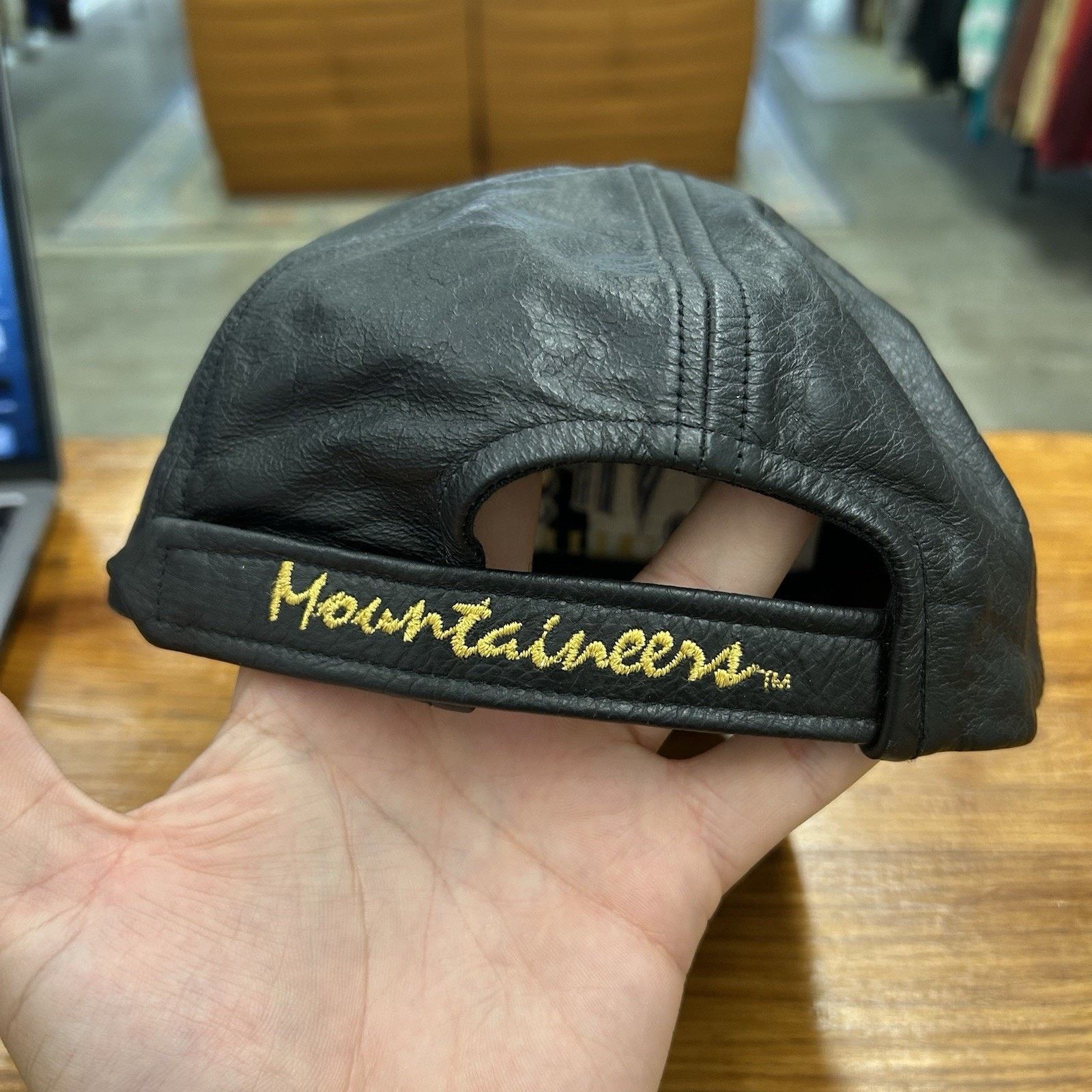 & Other Stories Vintage 90’s WVU Black Leather Hat Size ONE SIZE - 4 Thumbnail