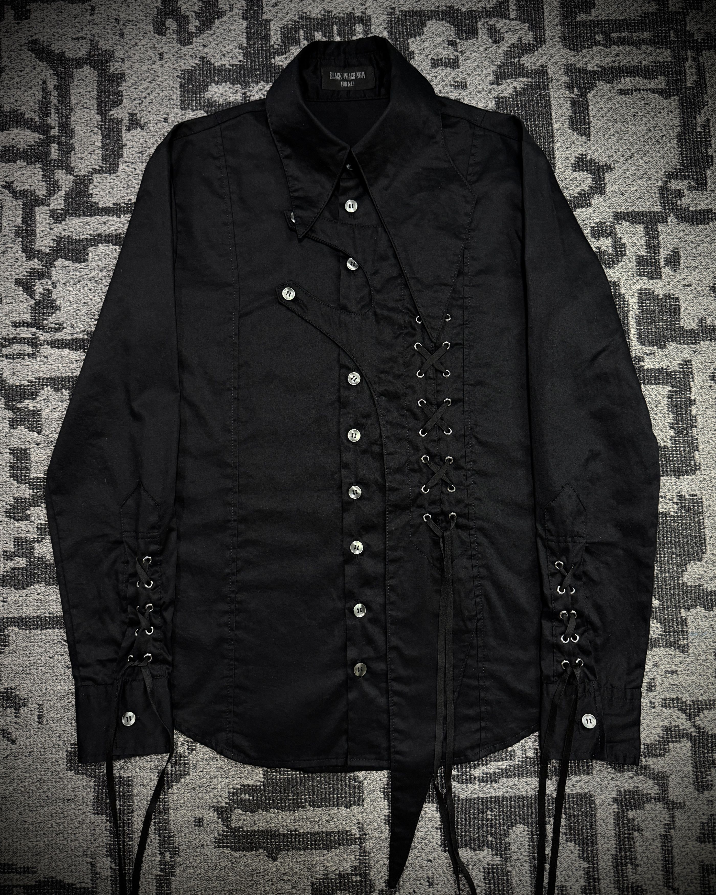 Peace now batwing collar shirt コウモリ襟 Black Peace Now Gothic Batwing Shirt Early 00s | Archive – DRIEW