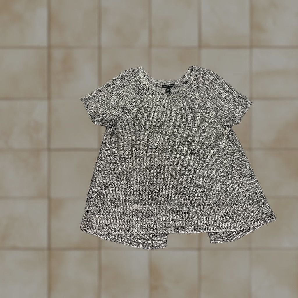 Eileen Fisher Eileen Fisher Knit Sweater Womens L Gray Marled Short Sleeve Pullover Casual Classic Knit Hemp Nylon Breathing Lightweight Size L / US 10 / IT 46 - 1 Thumbnail