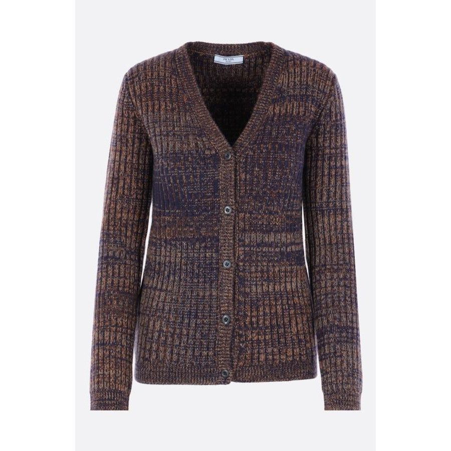 Prada PRADA Navy Wool Cashmere Mouline Cardigan New & Authentic (W Size M / US 6-8 / IT 42-44 - 1 Thumbnail