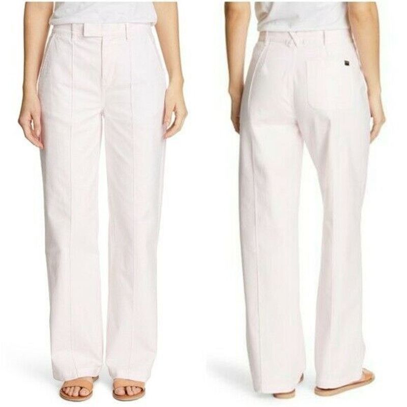 Alex Mill Alex Mill Trouser High Rise Straight Twill Pockets White 4 Size 27" / US 4 / IT 40 - 1 Thumbnail