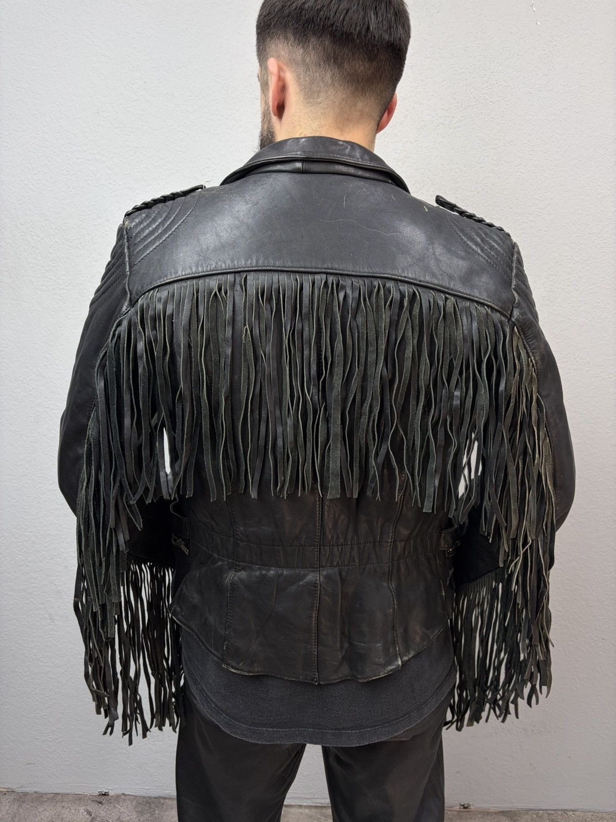 Hedi Slimane VTG Distressed Black Leather Biker Jacket Rick Owens Vibe Size US S / EU 44-46 / 1 - 3 Thumbnail