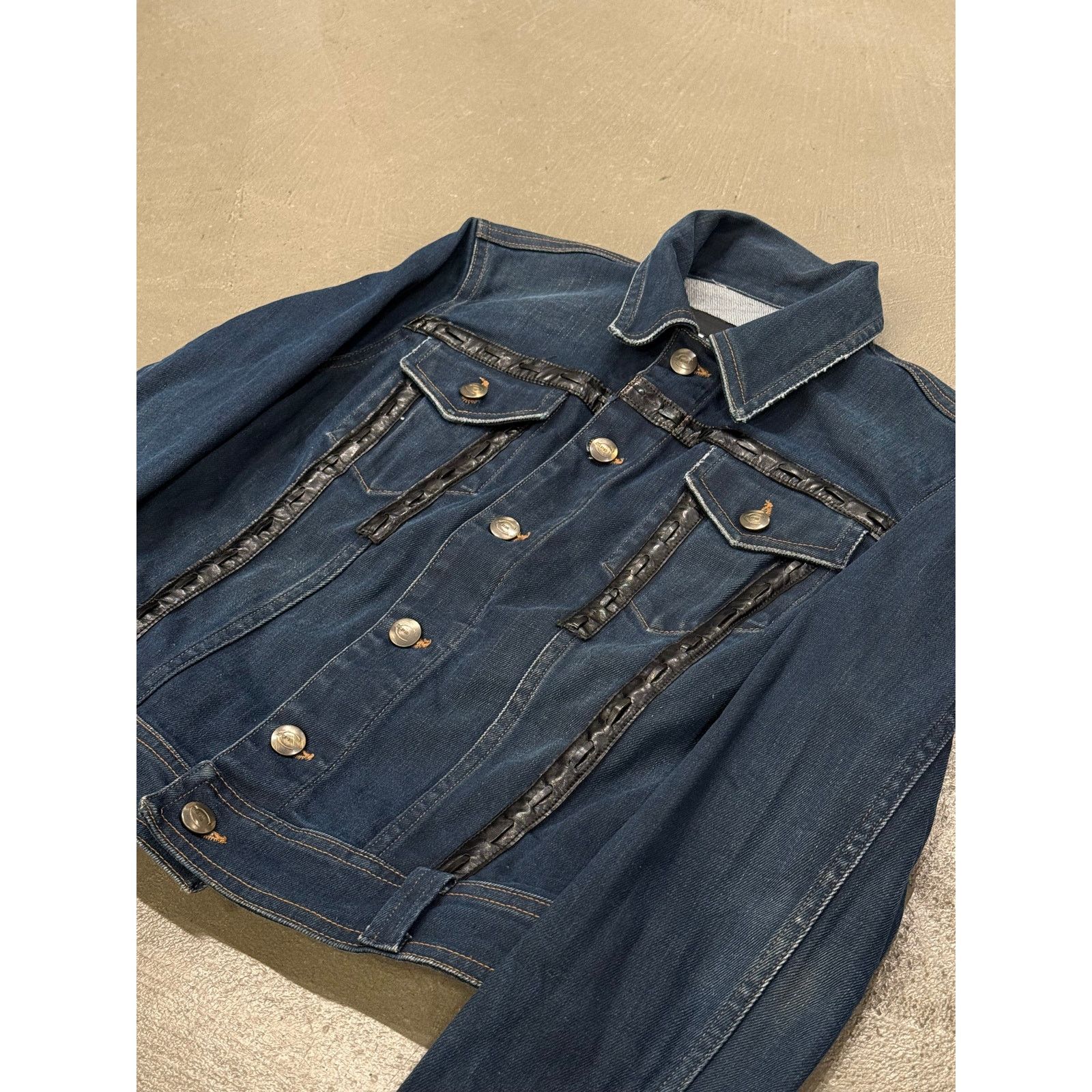 Roberto Cavalli SS 2005 Cavalli denim jacket with leather details Size US XS / EU 42 / 0 - 4 Thumbnail