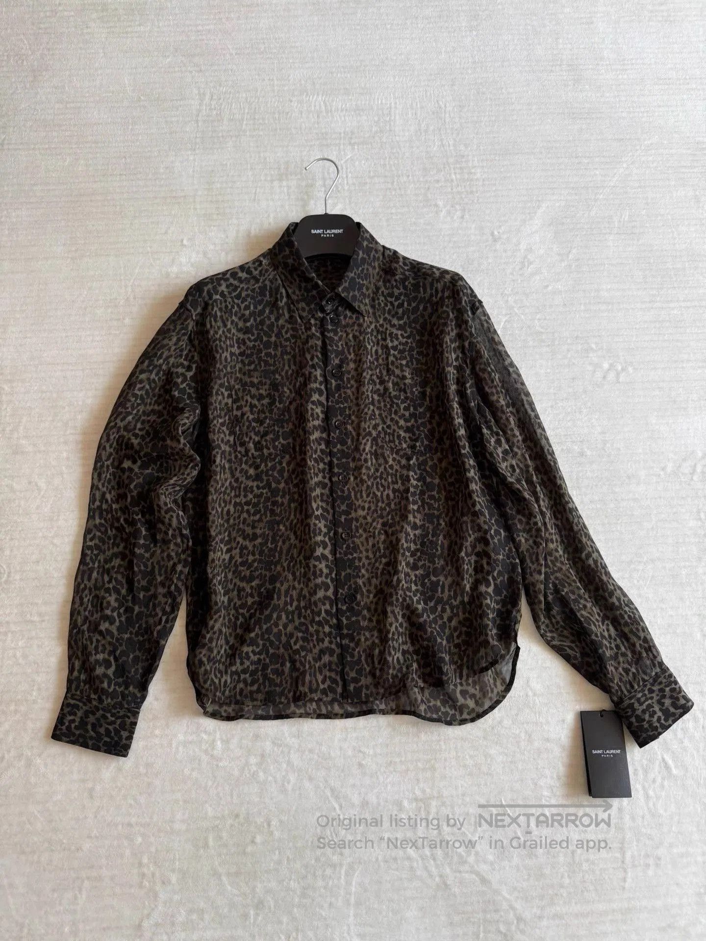 Saint Laurent Paris Leopard Print Long Sleeve Button-Up Shirt. Size US M / EU 48-50 / 2 - 1 Thumbnail