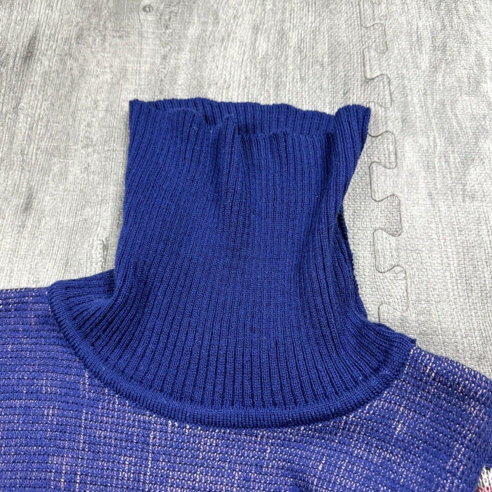 Vintage VINTAGE Hewlett Boho Floral Turtleneck Knit Sweater Womens Medium Blue 70s Size M / US 6-8 / IT 42-44 - 4 Thumbnail