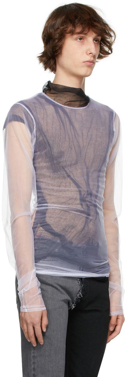 mesh layered long sleeve t shirt / black white