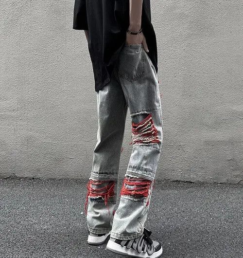 Jean Ripped Loose Mens Jeans Pants Size US 33 - 4 Thumbnail